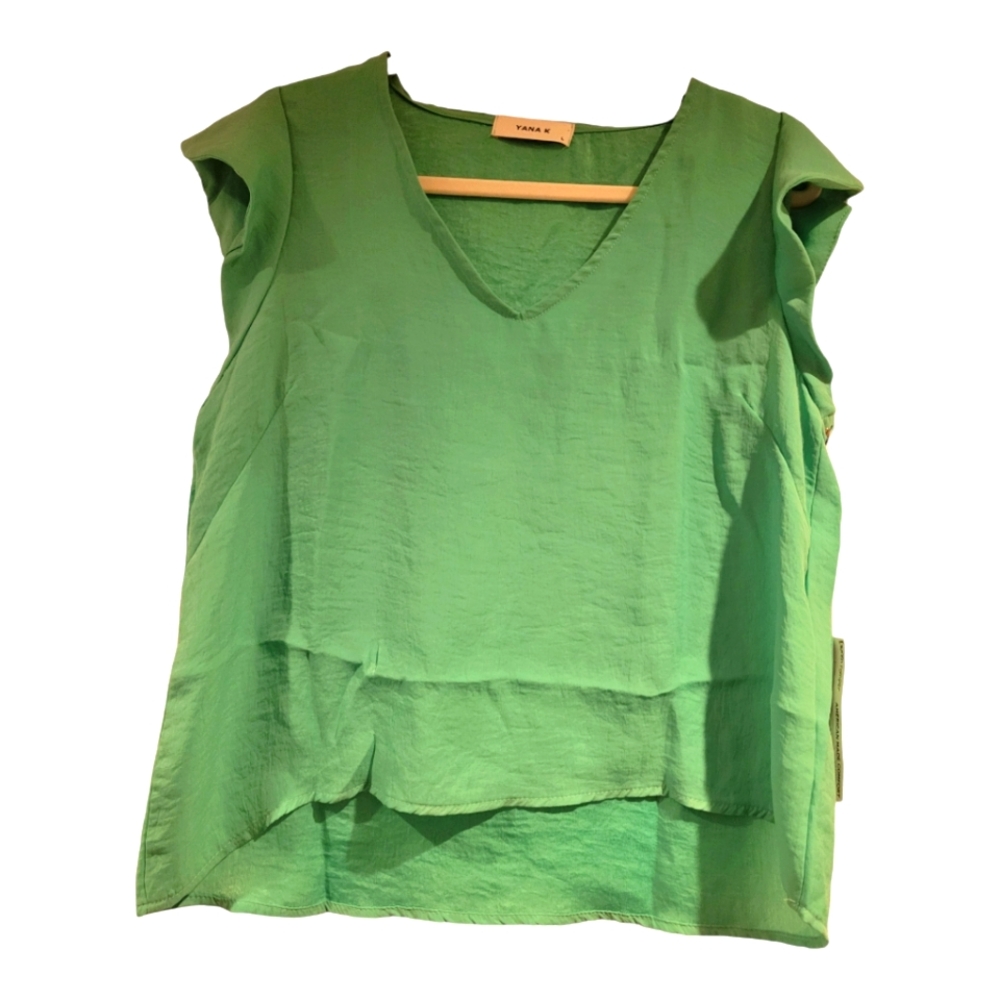 Yana K Lauren Top Mint Green Top Blouse Size Large L NWT